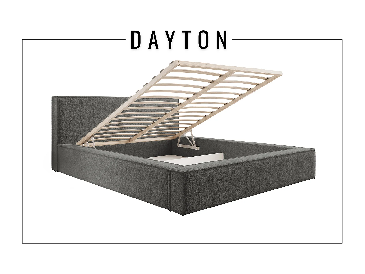 Lit coffre et matelas DAYTON 120x200 cm, Marron/Gris