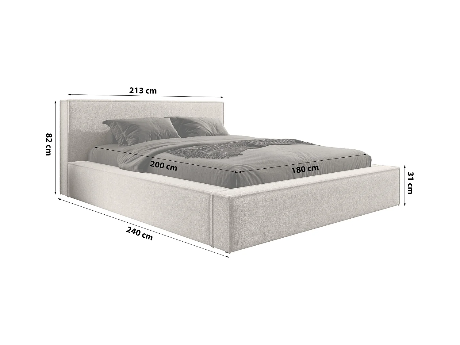 Lit coffre et matelas DAYTON 180x200 cm, Beige