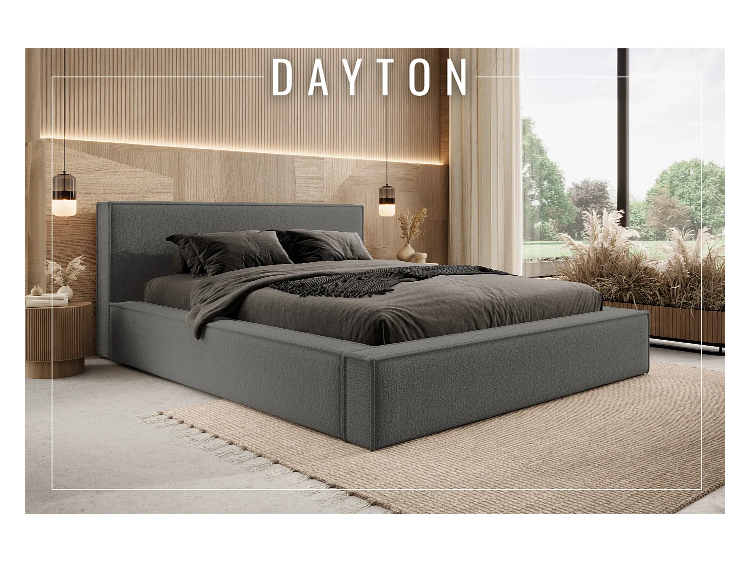 Bed met opbergruimte en matras DAYTON 160x200 cm – Bruin/Grijs