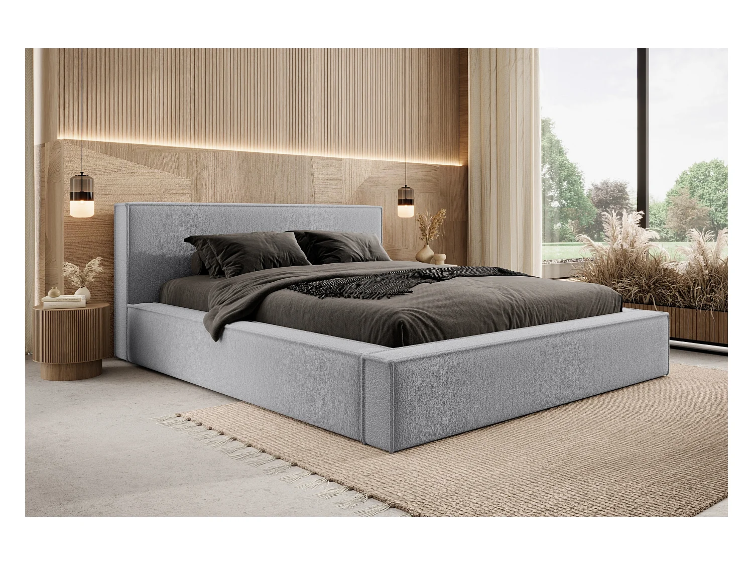 Lit coffre DAYTON 160x200 cm, Gris