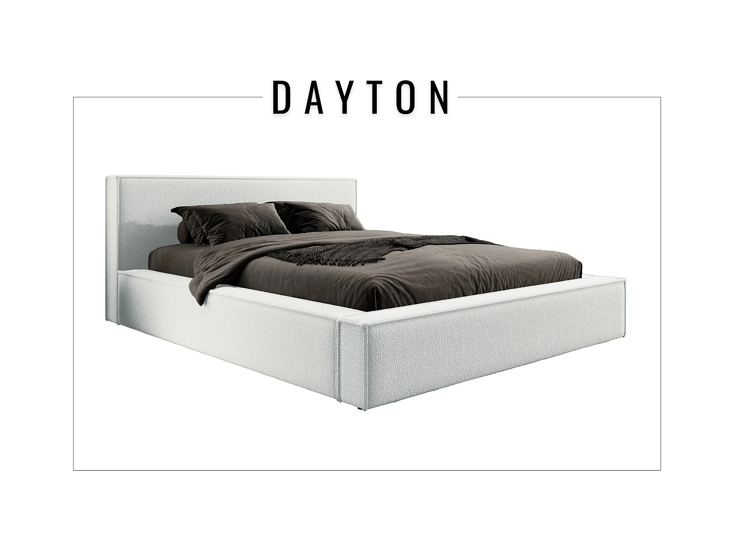 Lit coffre et matelas DAYTON 200x200 cm, Crème