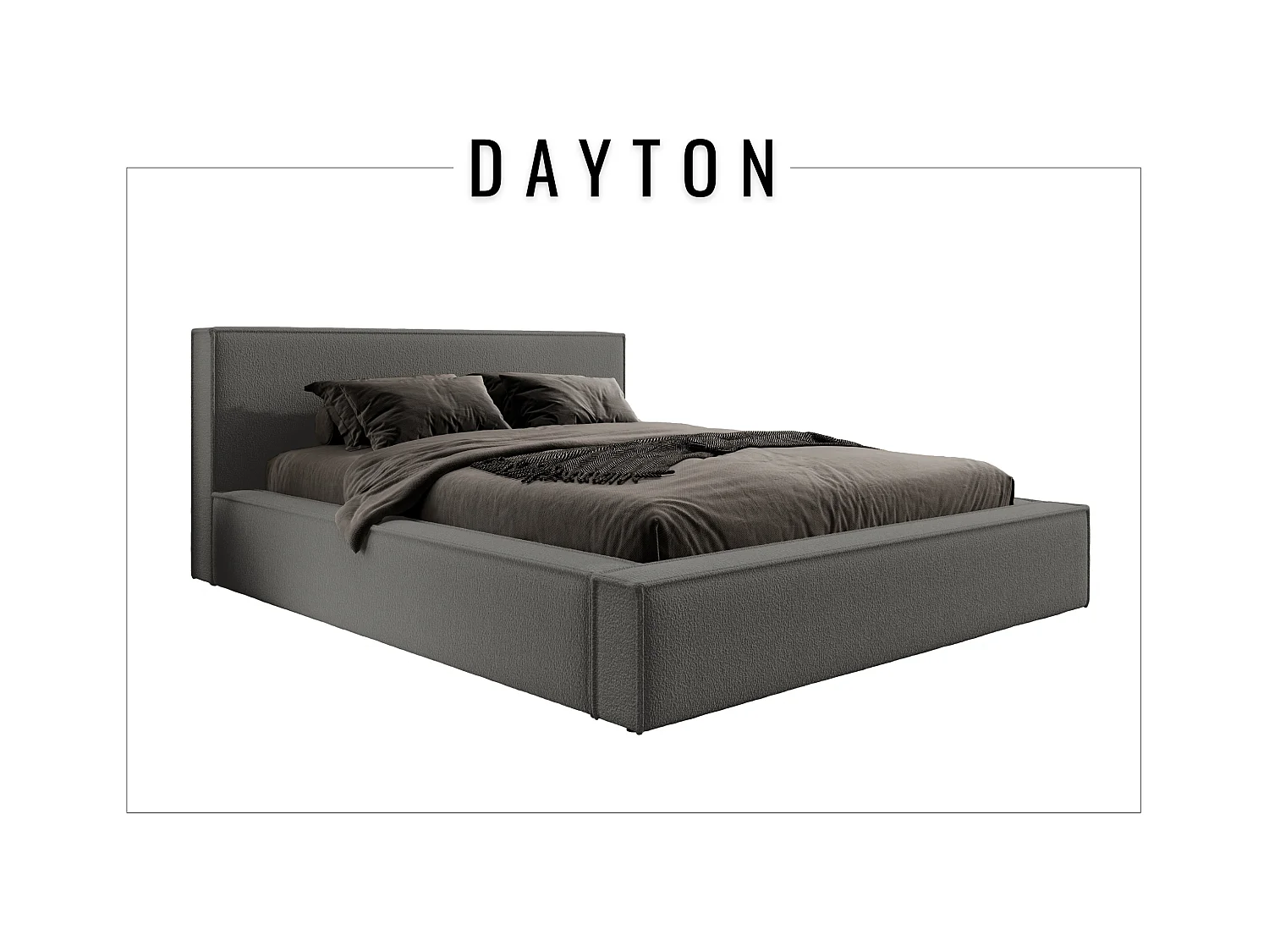 Lit coffre DAYTON 160x200 cm, Marron/Gris