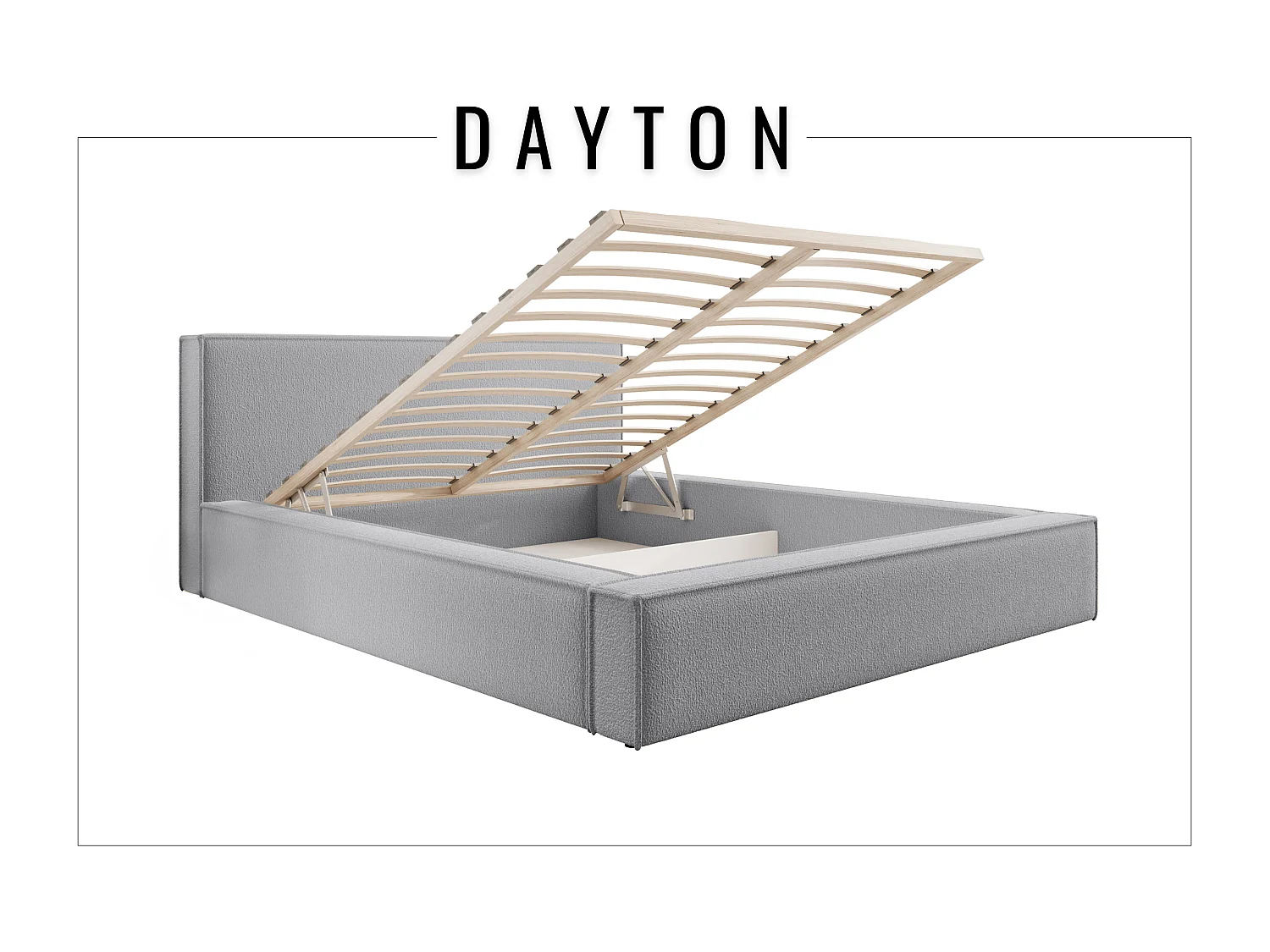 Lit coffre DAYTON 200x200 cm, Gris