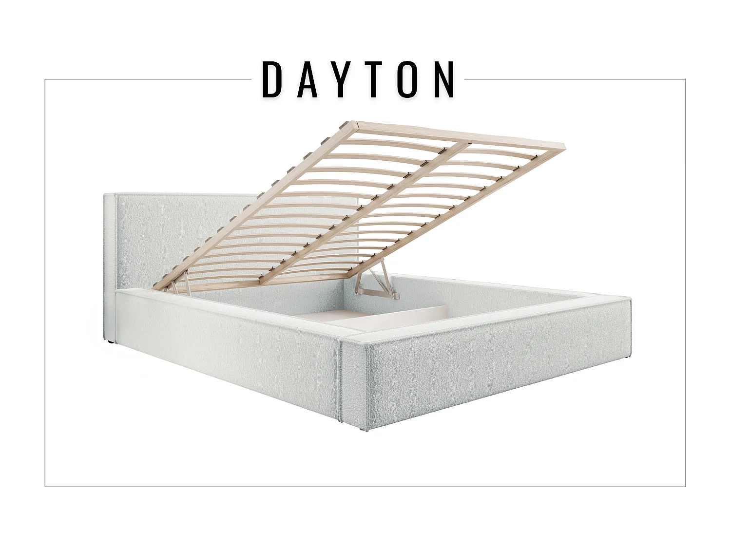 Lit coffre et matelas DAYTON 160x200 cm, Crème