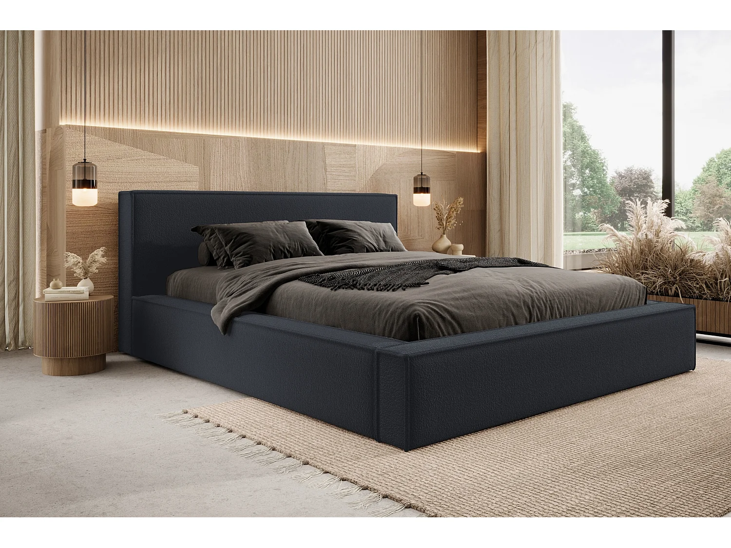 POLSTERBETT mit Bettkasten Matratze DAYTON 140x200 cm, Graphit