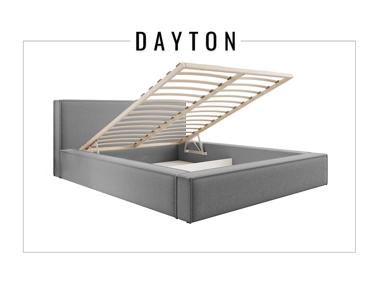 Lit coffre et matelas DAYTON 200x200 cm, Gris foncé