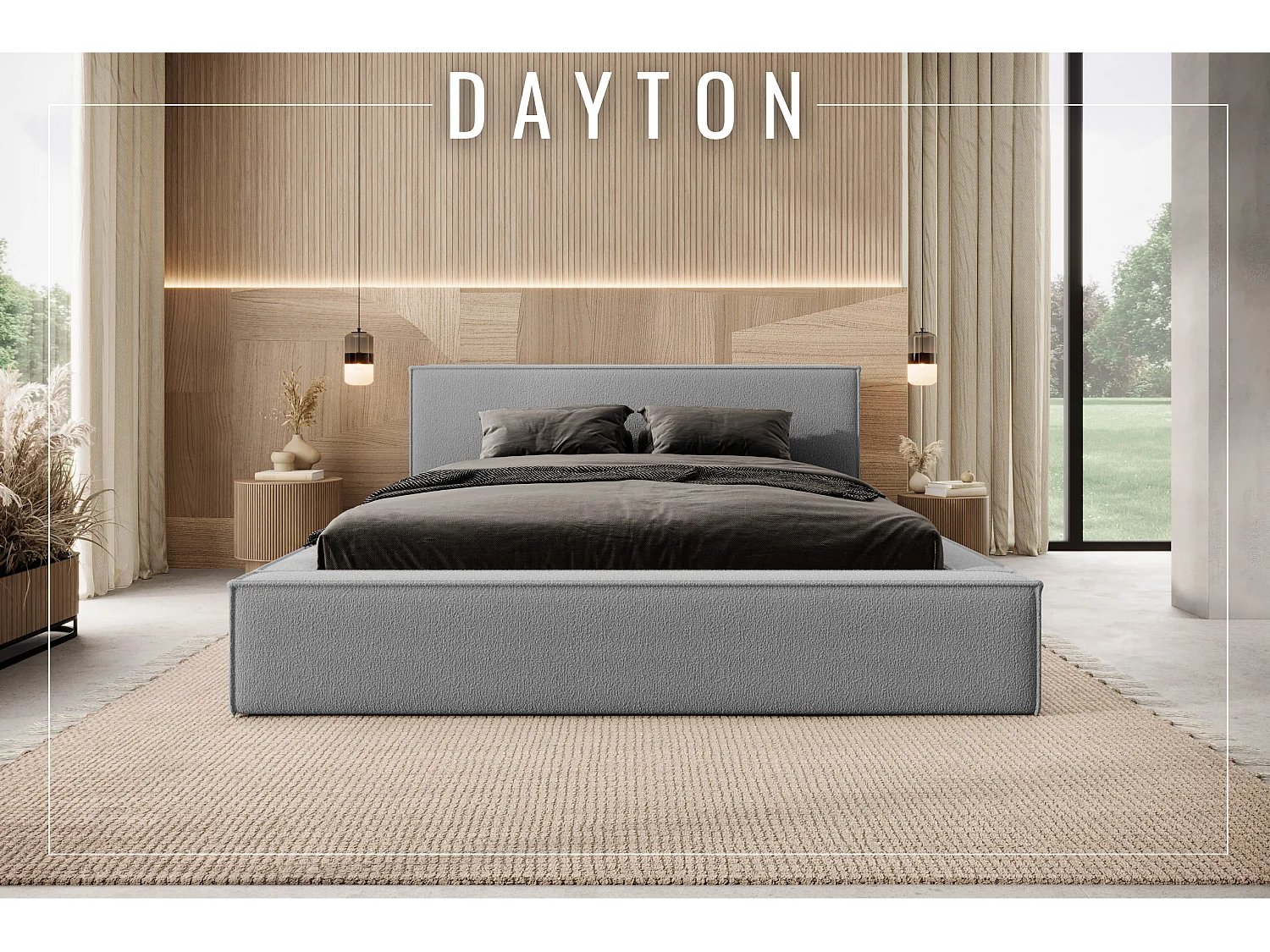 Lit coffre DAYTON 180x200 cm, Gris foncé