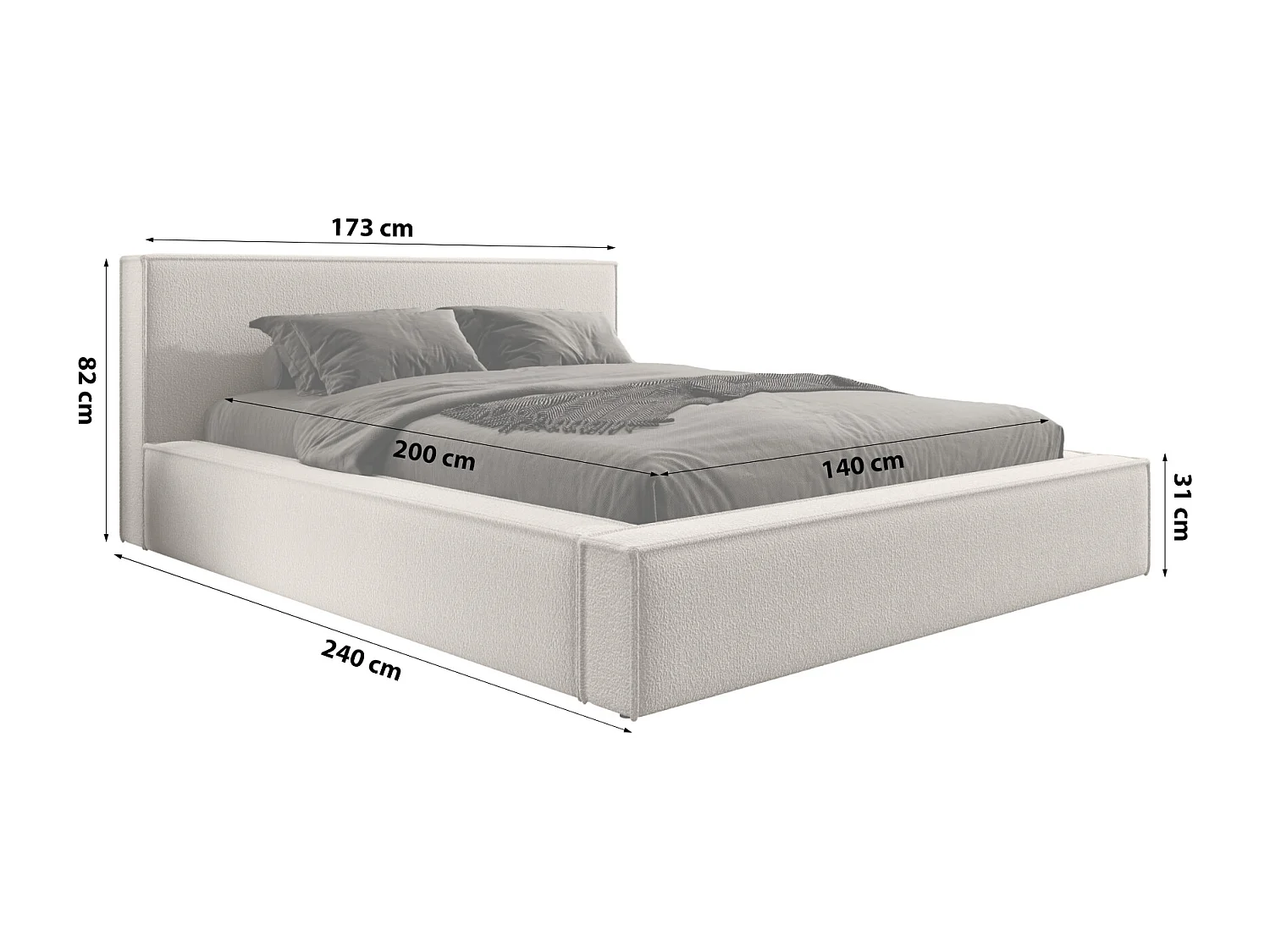 POLSTERBETT mit Bettkasten Matratze DAYTON 140x200 cm, Beige