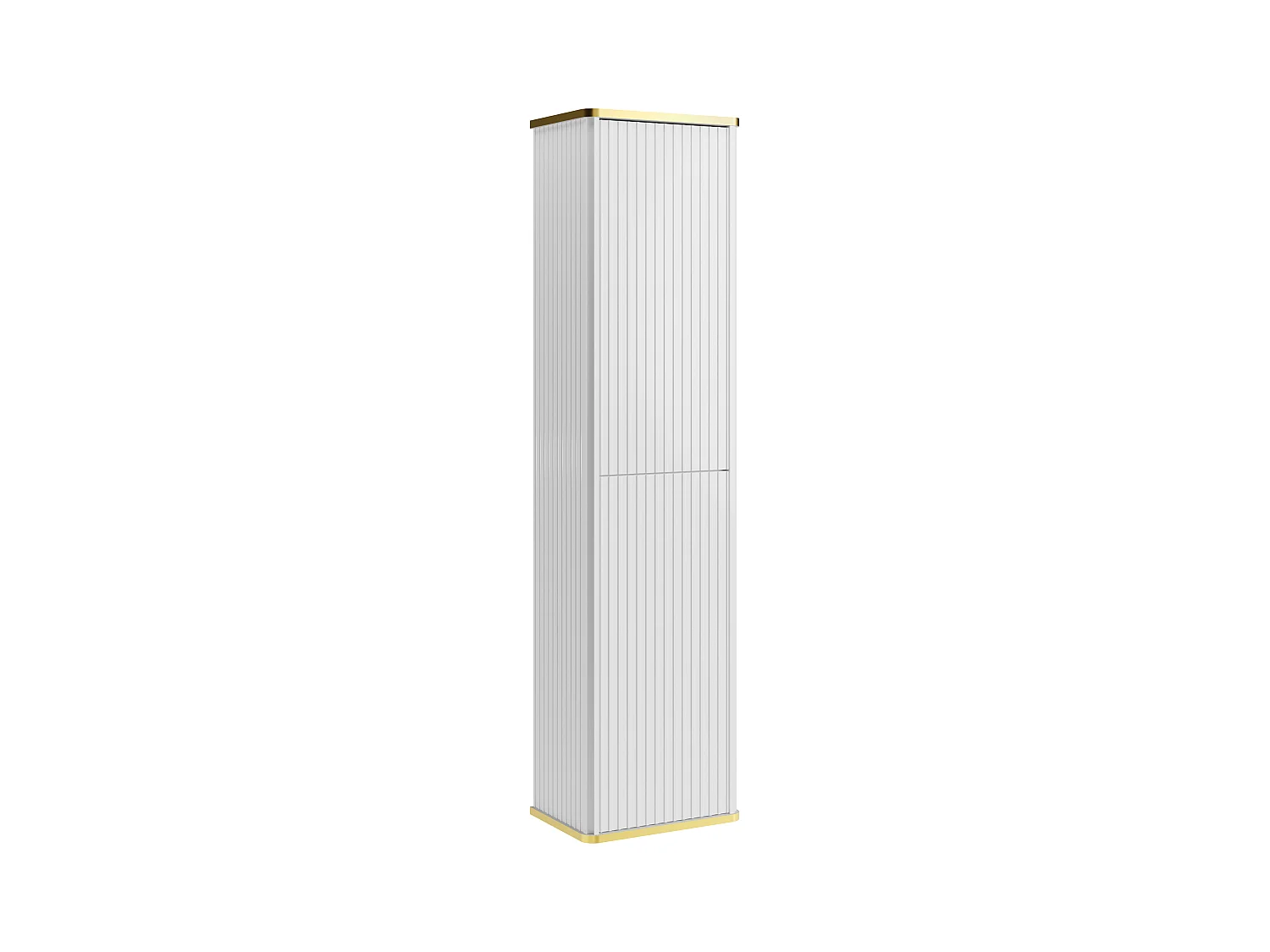 Meuble de salle de bain suspendu strié avec vasque à poser ronde et colonne - Blanc - 60 cm - KELIZA