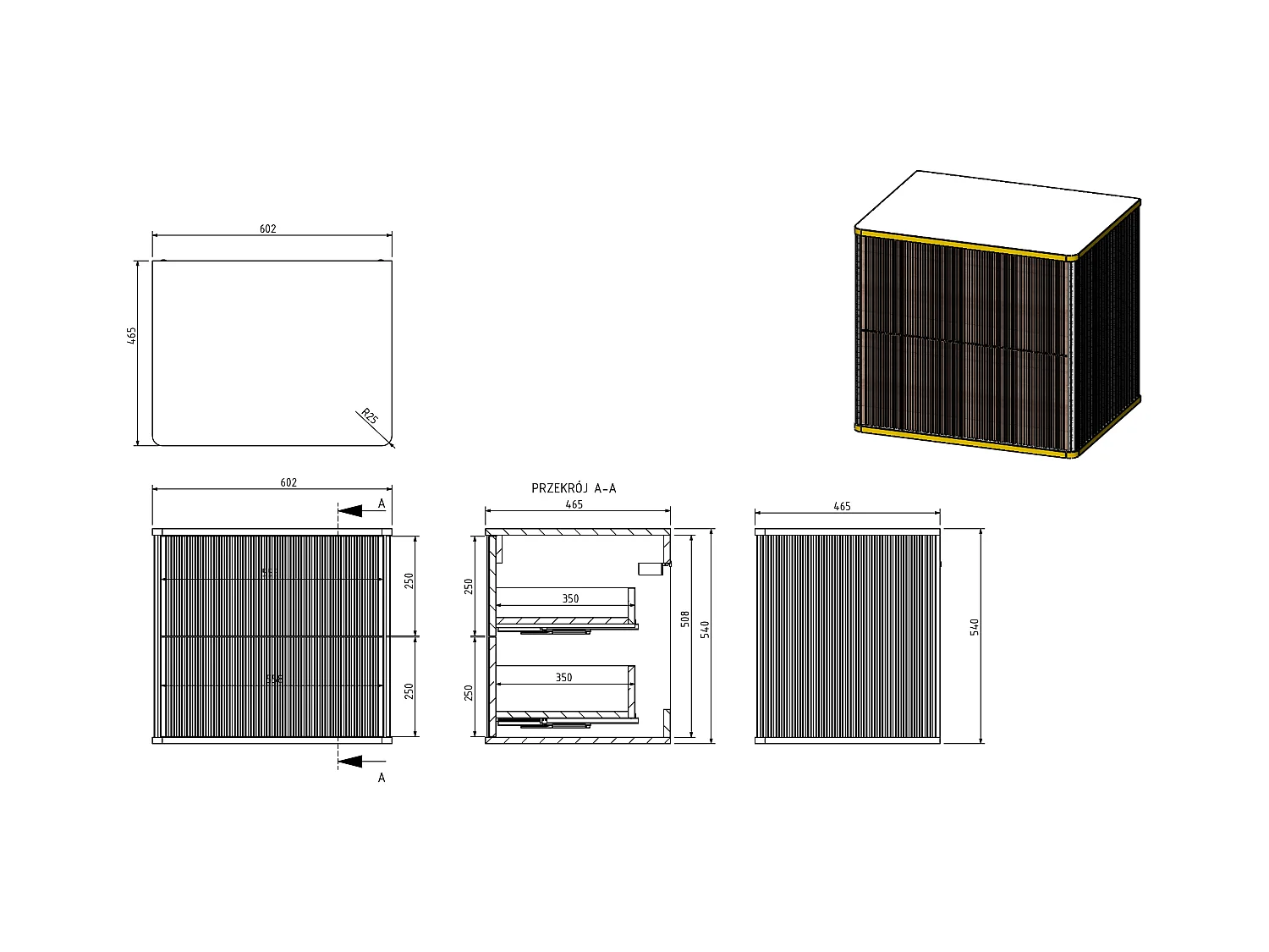 Vegghengt møbel til baderom med stribet mønster med firkantet servant og høyskap - Hvit - 60 cm - KELIZA