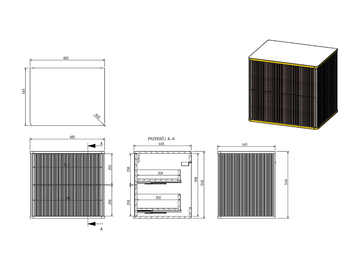 Meuble de salle de bain suspendu strié avec vasque à poser carrée et colonne - Blanc - 60 cm - KELIZA
