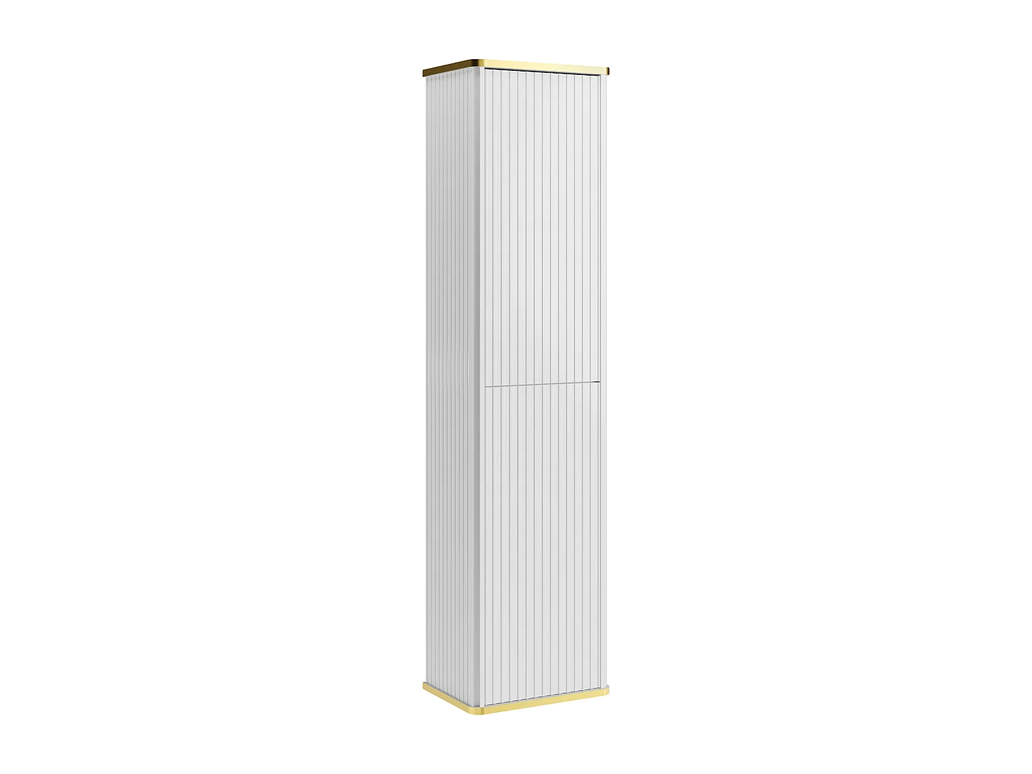 Meuble de salle de bain suspendu strié avec double  vasque à poser ronde et colonne - Blanc - 150 cm - KELIZA