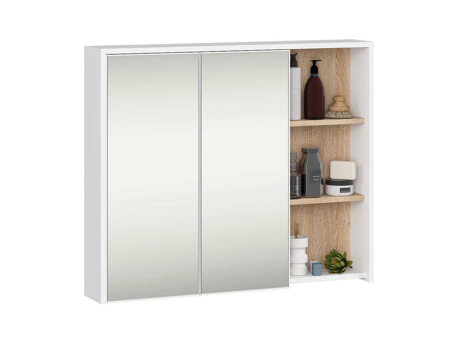 Hängendes Badezimmermöbel-Set VAMI in Weiß mit Innen in Sonoma Eiche