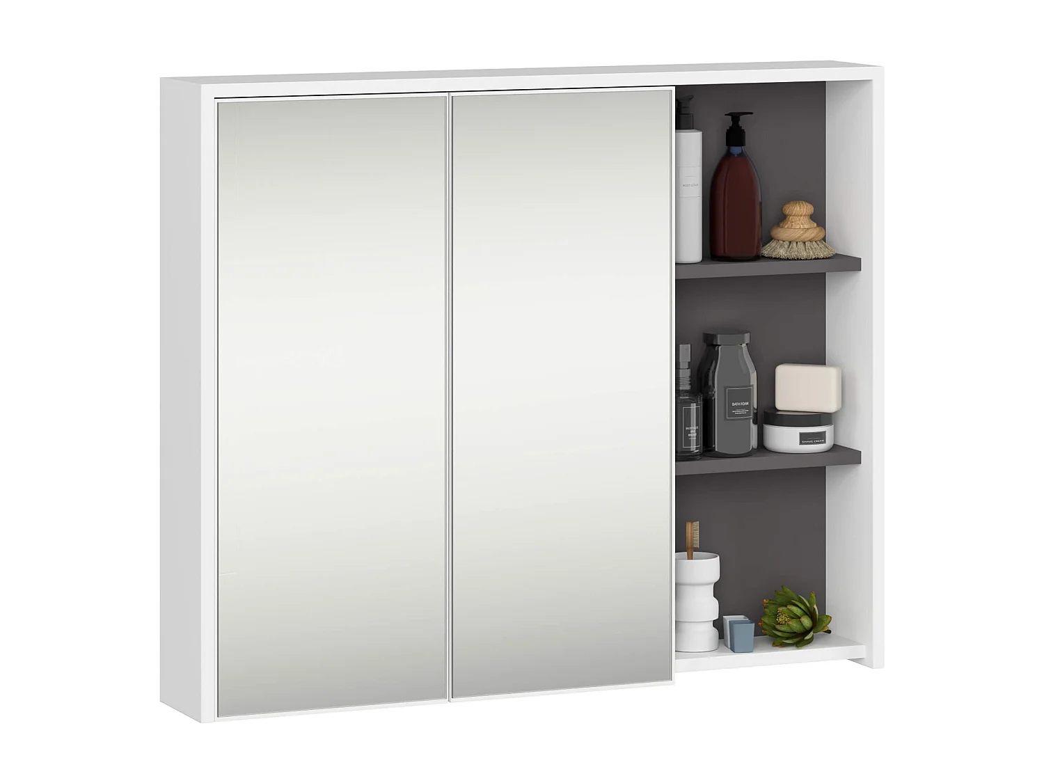 Ensemble de meubles de salle de bains VAMI suspendu Blanche intérieur Gris Graphite