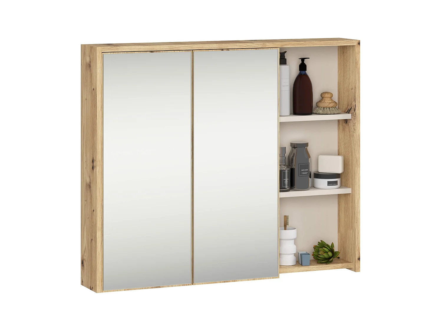 Hängendes Badezimmermöbel-Set VAMI in Artisan Eiche mit Innen in Kaschmir