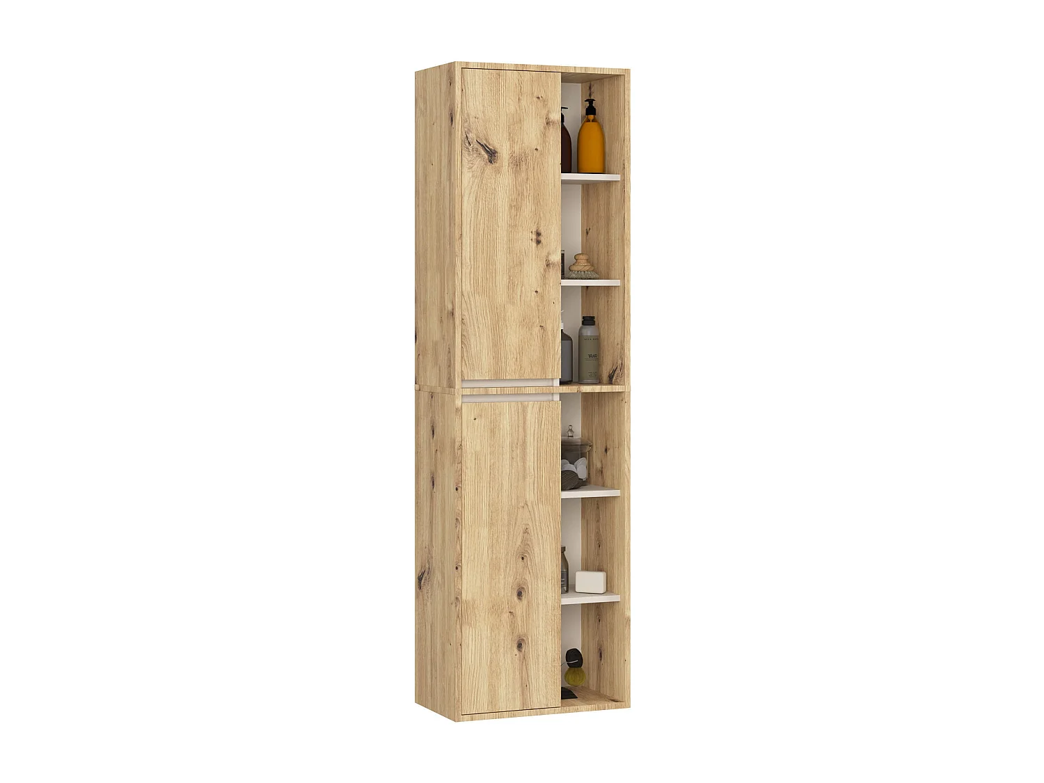 Hängendes Badezimmermöbel-Set VAMI in Artisan Eiche mit Innen in Kaschmir