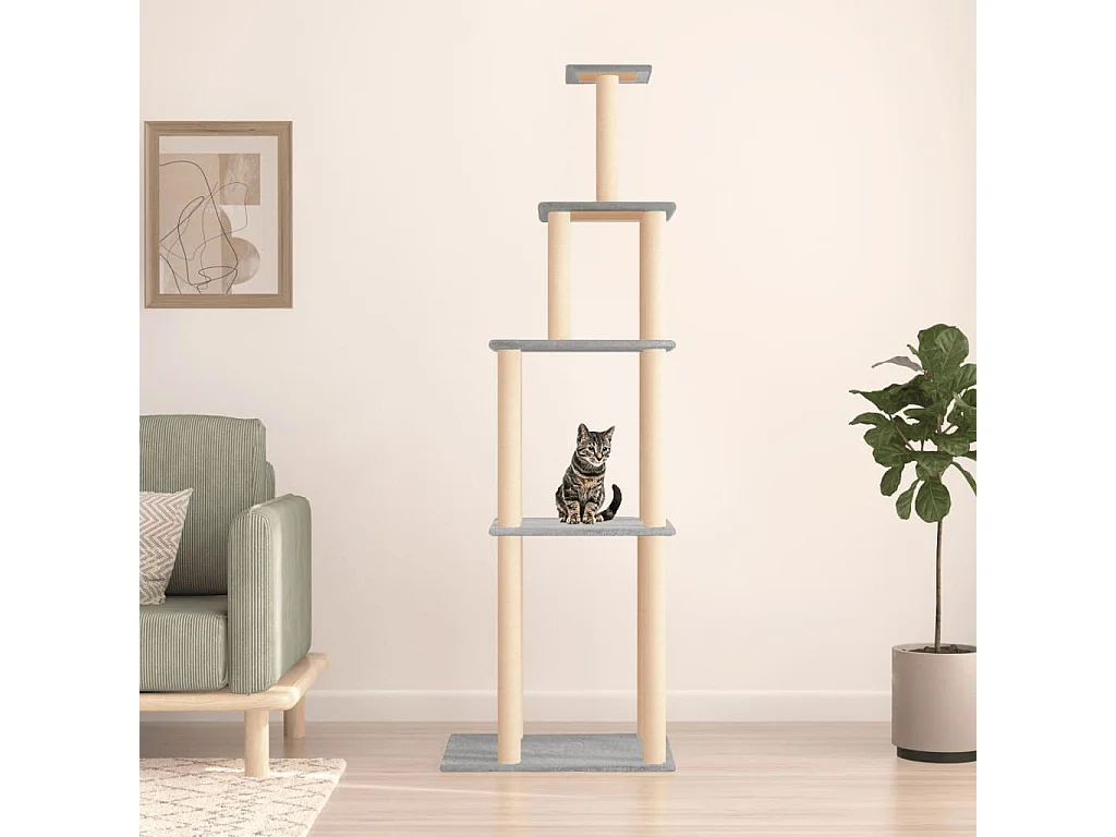 Xaver  Arbre à chat avec griffoirs en sisal gris clair 183 cm