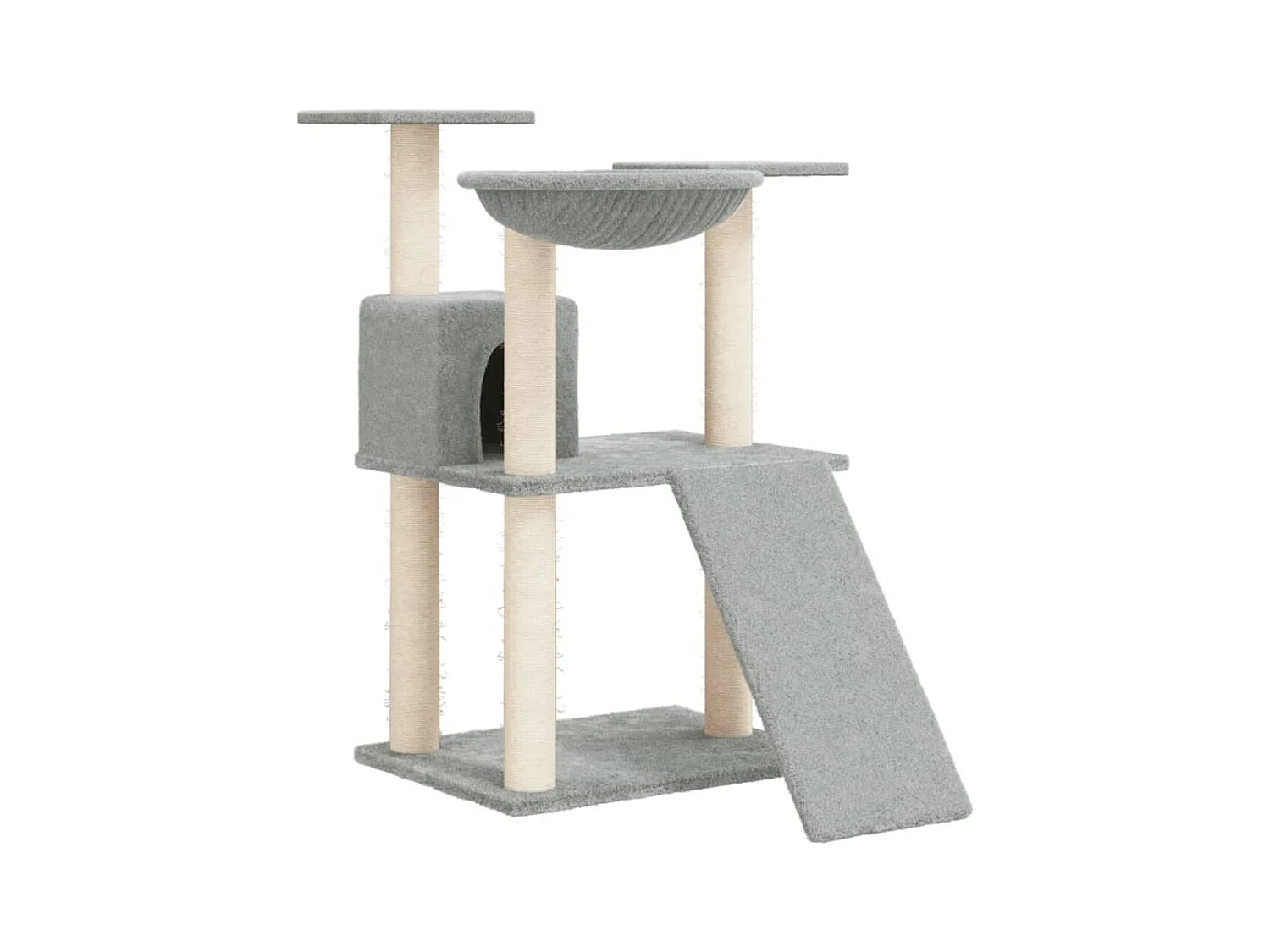 Nylara  Arbre à chat avec griffoirs en sisal Gris clair 83 cm