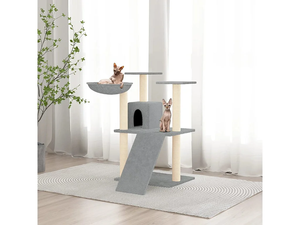 Nylara  Arbre à chat avec griffoirs en sisal Gris clair 83 cm