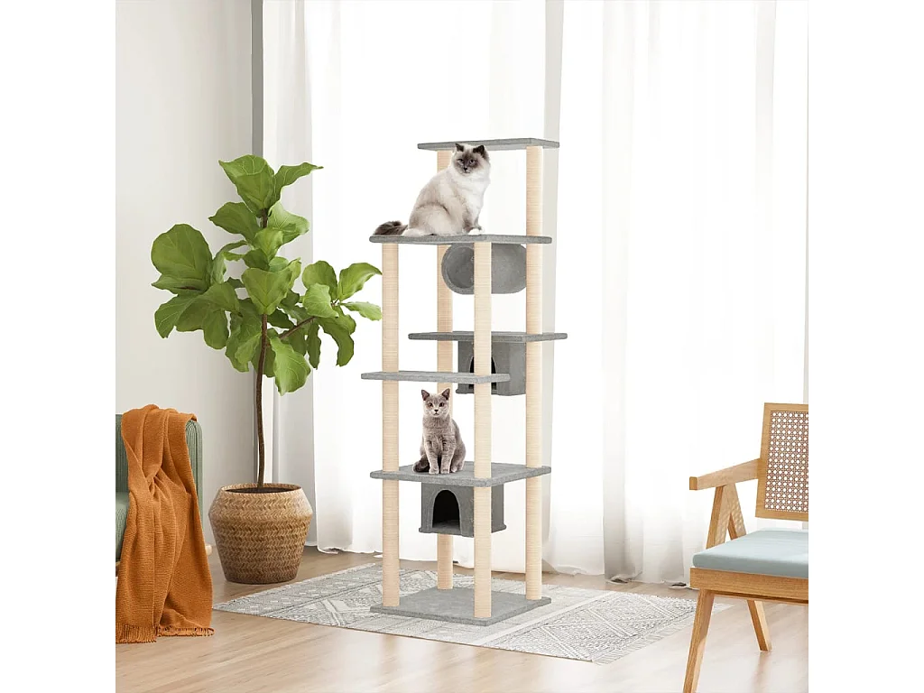Haapajärvi  Rascador para gatos con postes de sisal gris claro 169 cm