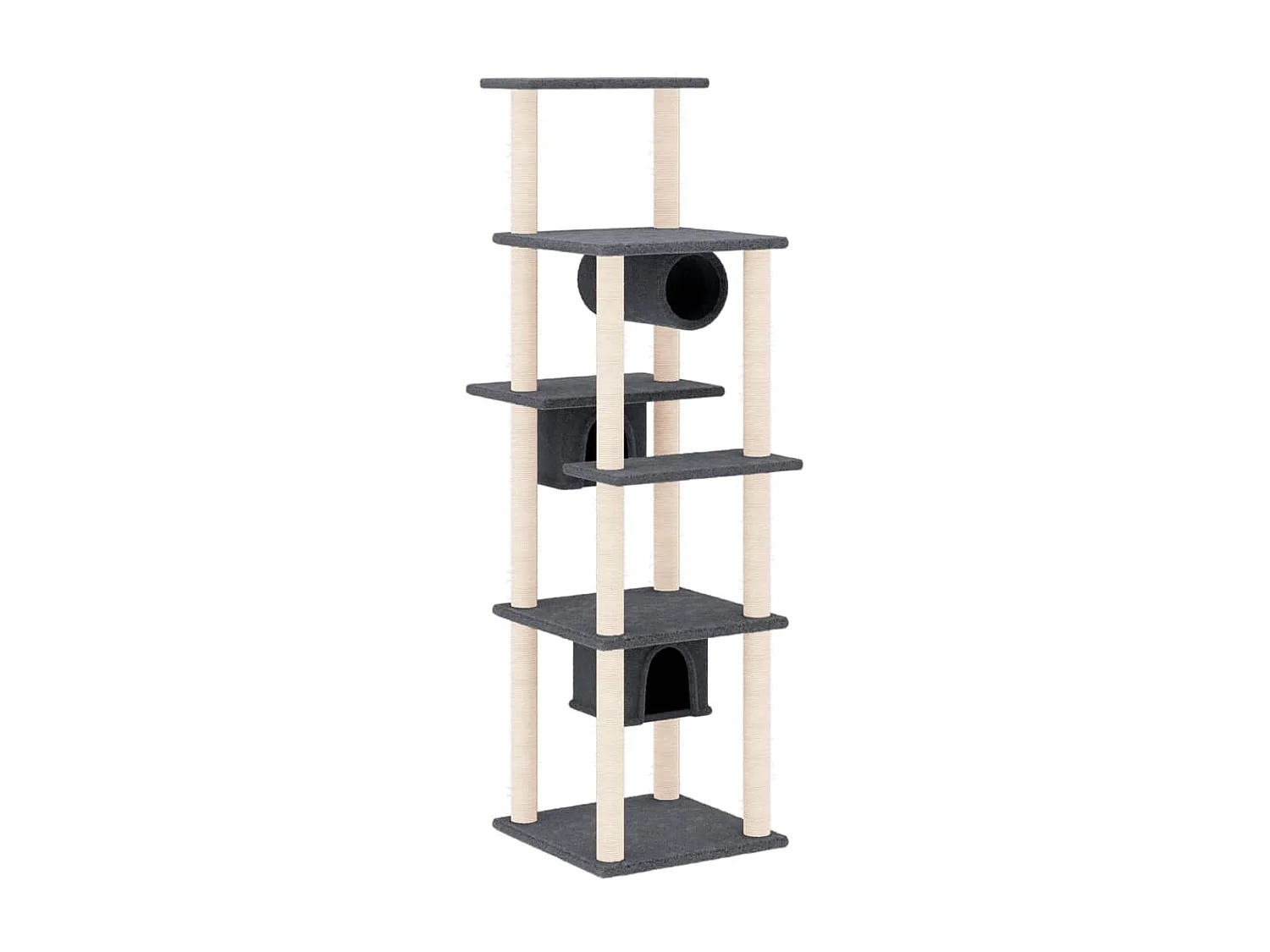 Haapajärvi  Arbre à chat avec griffoirs en sisal Gris foncé 169 cm