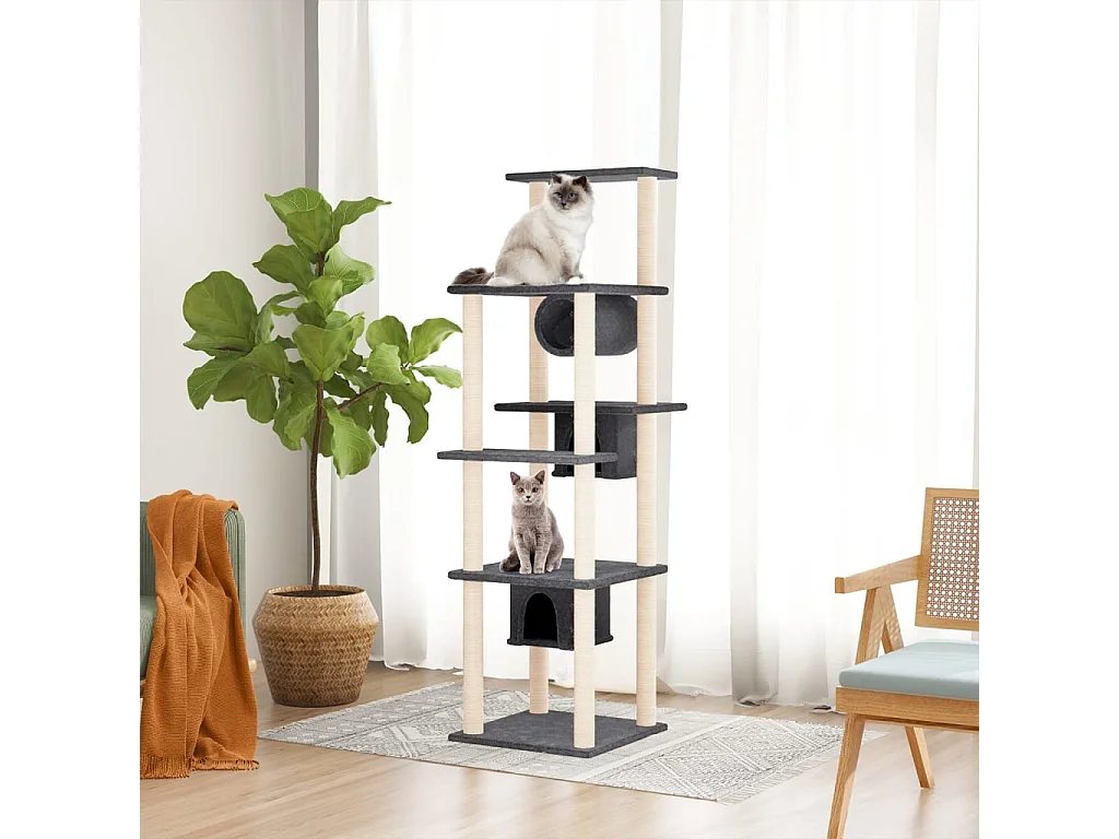 Haapajärvi  Arbre à chat avec griffoirs en sisal Gris foncé 169 cm