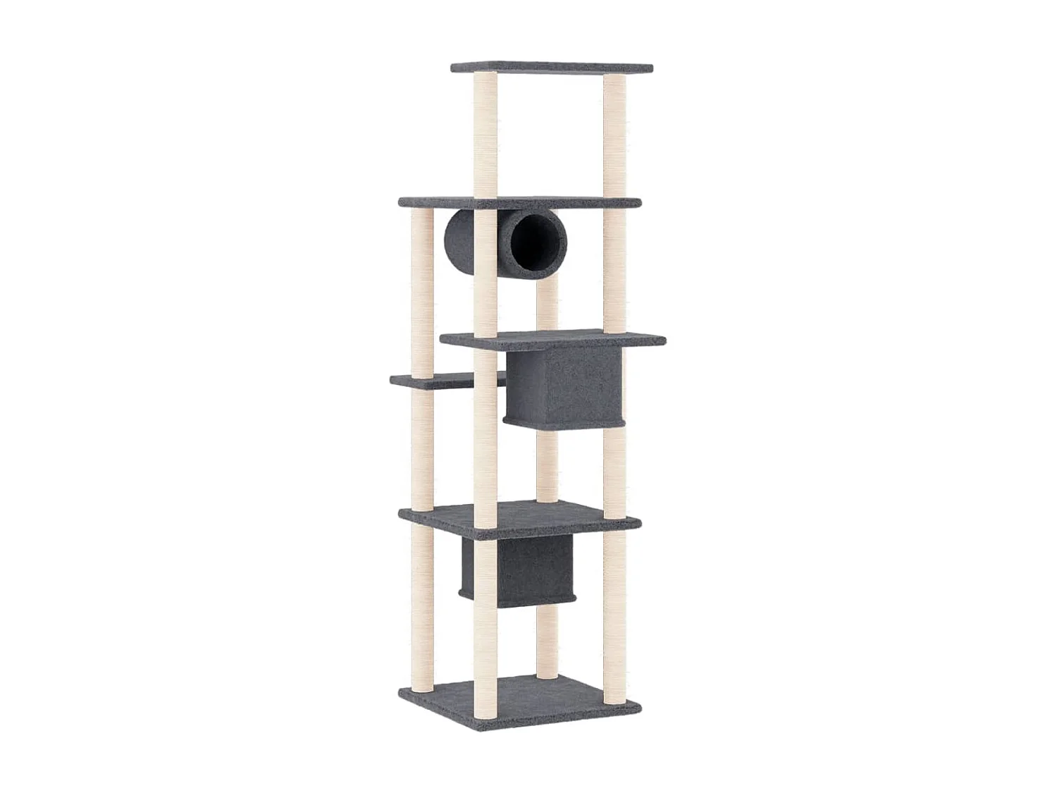 Haapajärvi  Arbre à chat avec griffoirs en sisal Gris foncé 169 cm