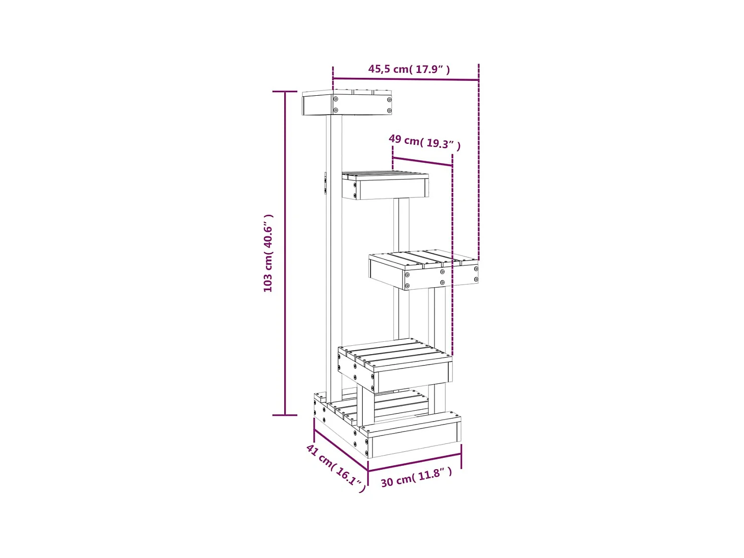 Prolenta Premium -  Kattenmeubel 45,5x49x103 cm massief grenenhout wasbruin