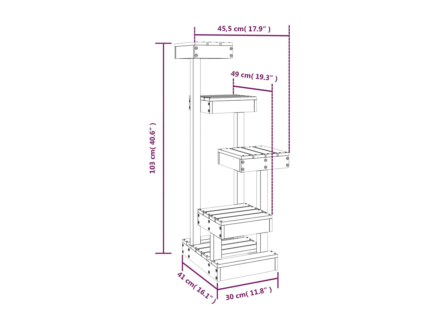 Prolenta Premium -  Árbol para gatos madera maciza de pino 45,5x49x103 cm