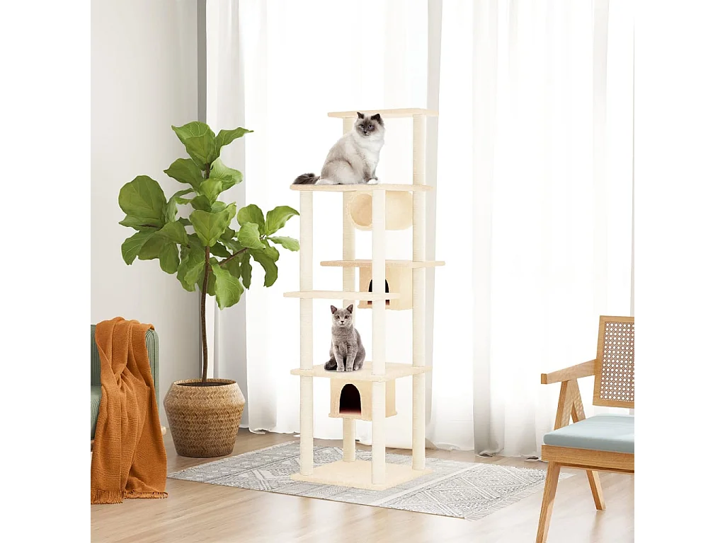 Haapajärvi  Arbre à chat avec griffoirs en sisal Crème 169 cm