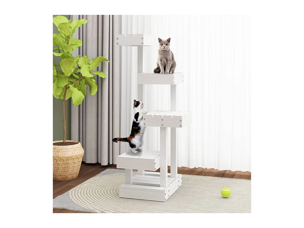 Prolenta Premium -  Arbre à chat Blanc 45,5x49x103 cm Bois de pin massif