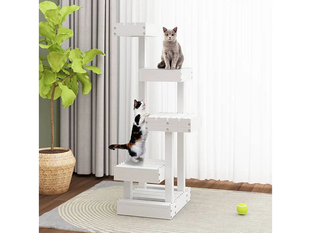 Prolenta Premium -  Arbre à chat Blanc 45,5x49x103 cm Bois de pin massif