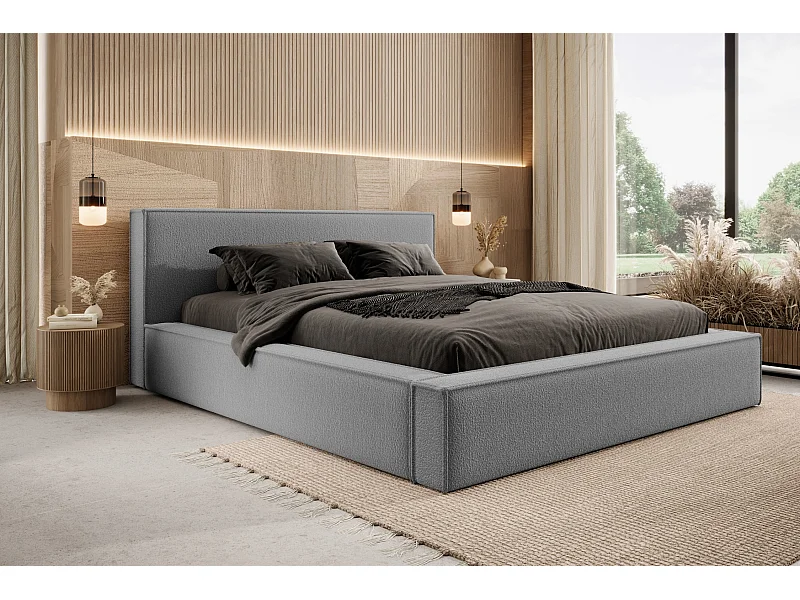 Lit coffre DAYTON 200x200 cm, Gris foncé