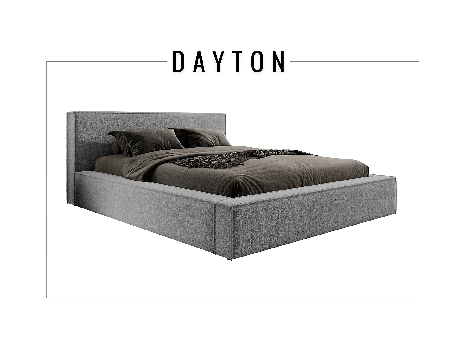 Lit coffre DAYTON 200x200 cm, Gris foncé