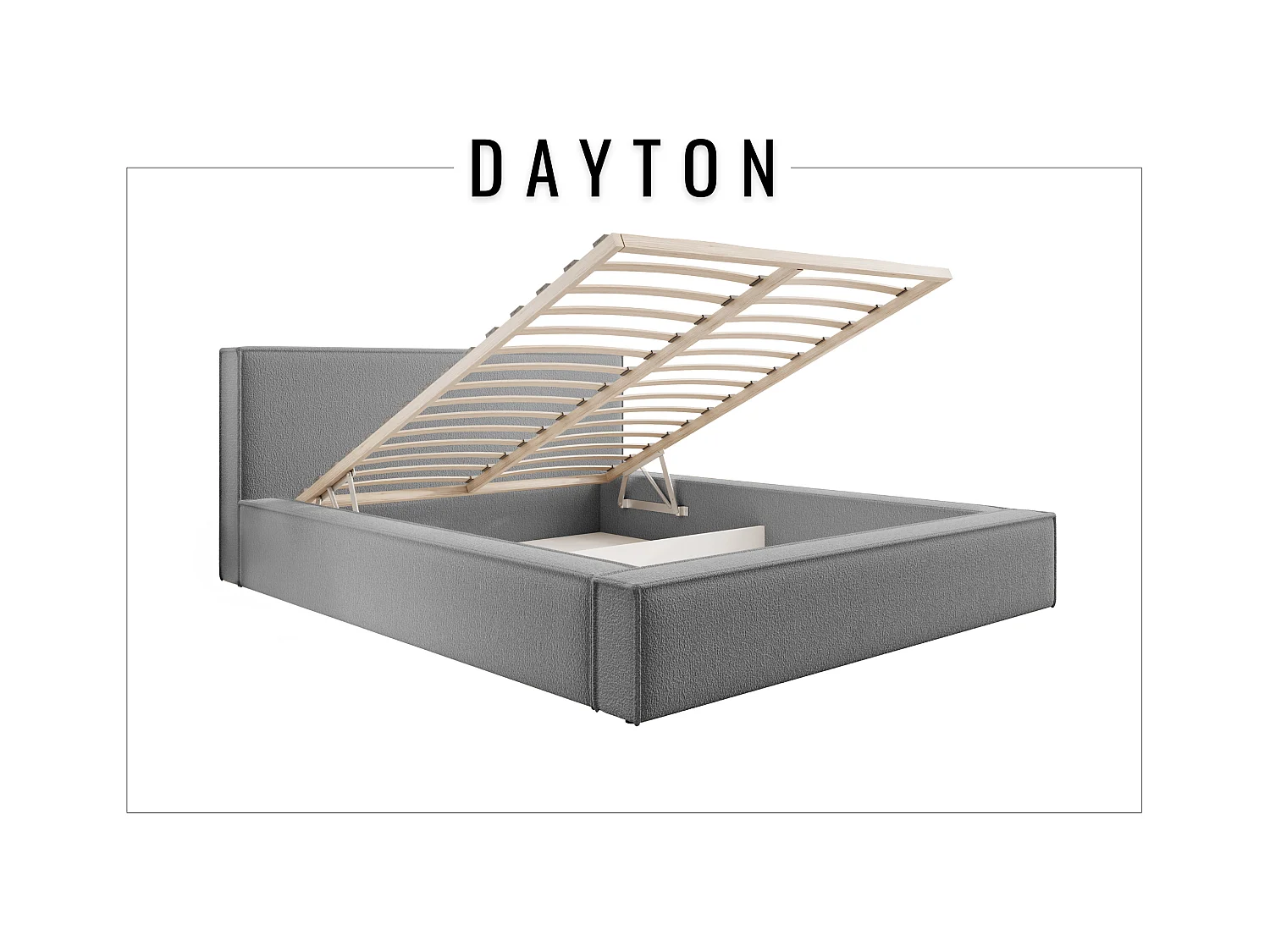 Lit coffre DAYTON 200x200 cm, Gris foncé