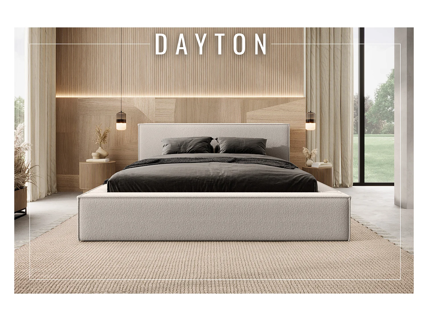 Lit coffre DAYTON 160x200 cm, Beige