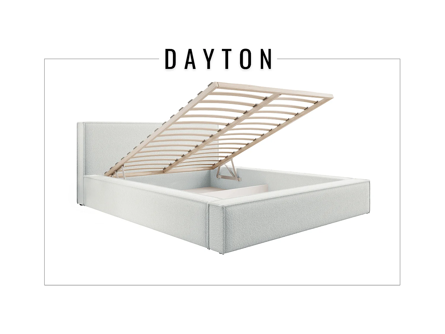 Lit coffre et matelas DAYTON 140x200 cm, Crème