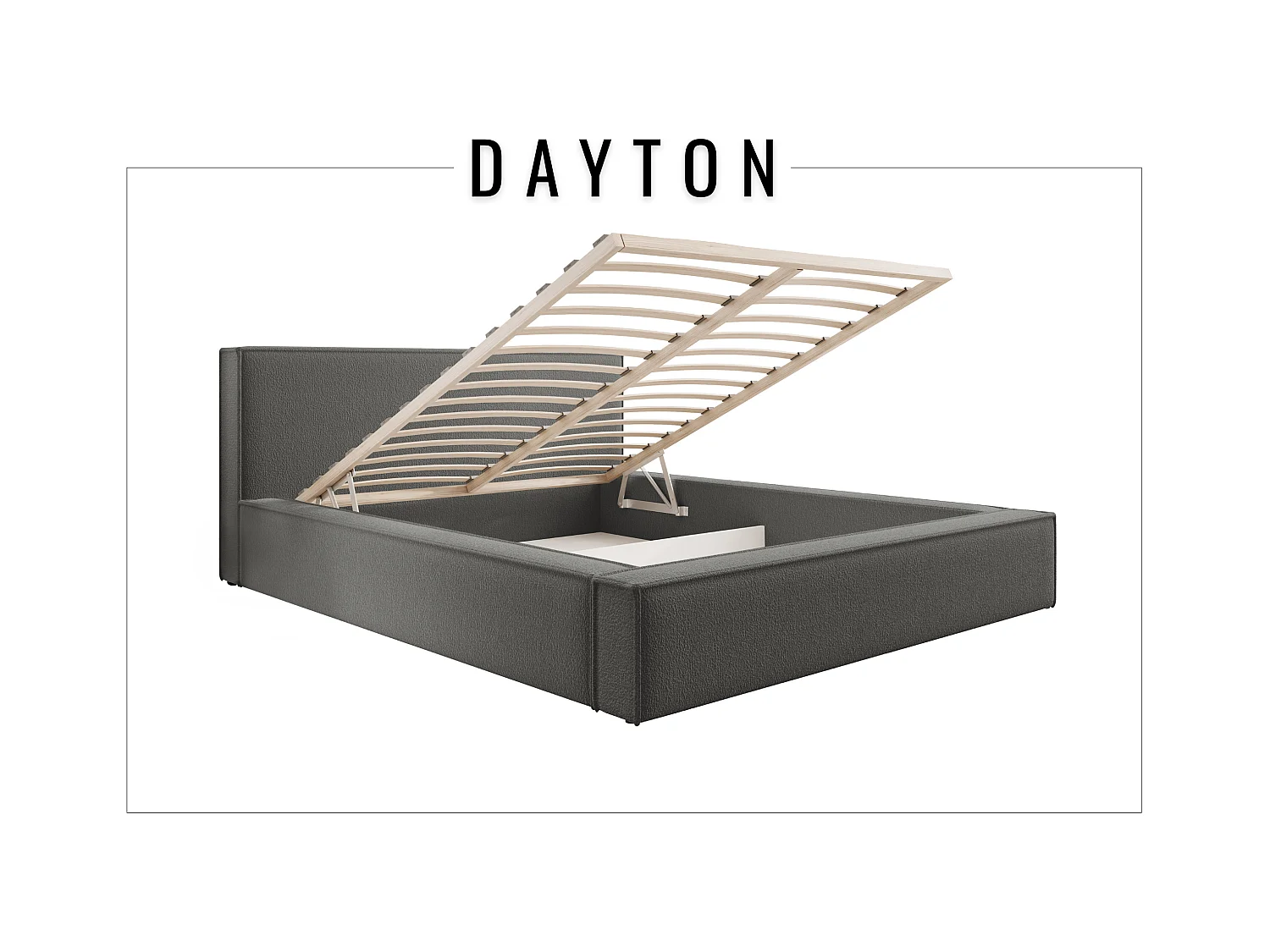 Lit coffre DAYTON 180x200 cm, Marron/Gris