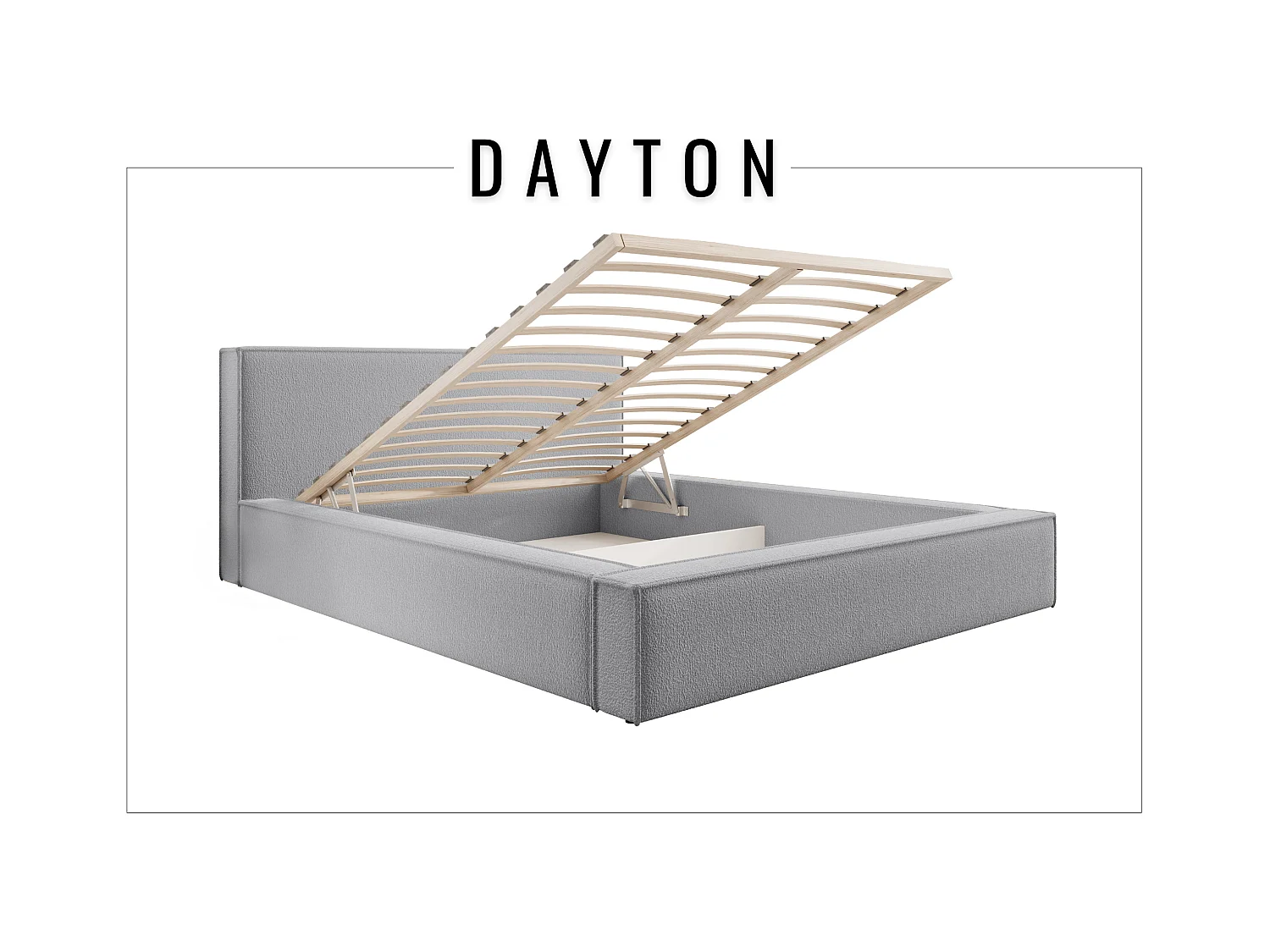 Lit coffre et matelas DAYTON 200x200 cm, Gris