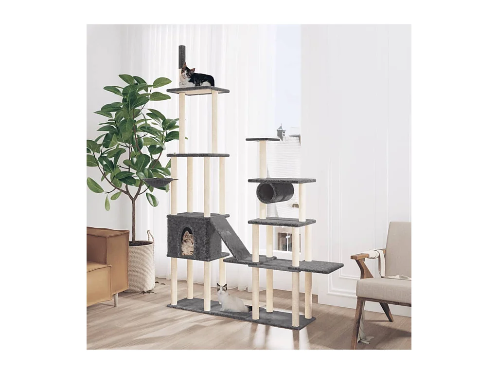 Jacques-Lucien  Arbre à chat avec griffoirs en sisal Gris foncé 279 cm