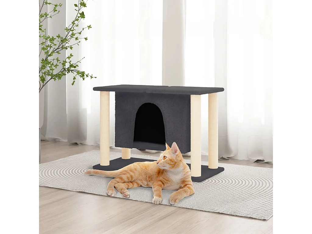 Claire-Floriane  Arbre à chat avec griffoirs en sisal Gris foncé 50 cm