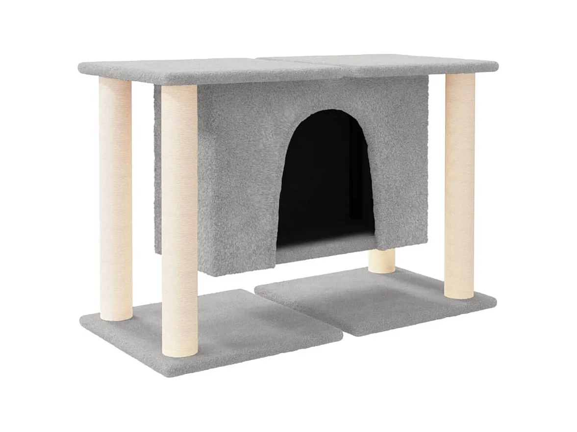 Claire-Floriane  Arbre à chat avec griffoirs en sisal Gris clair 50 cm