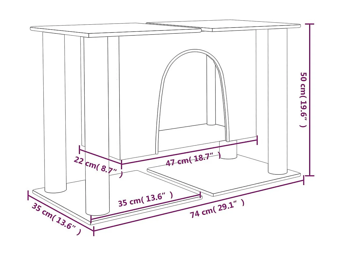 Claire-Floriane  Arbre à chat avec griffoirs en sisal Gris clair 50 cm