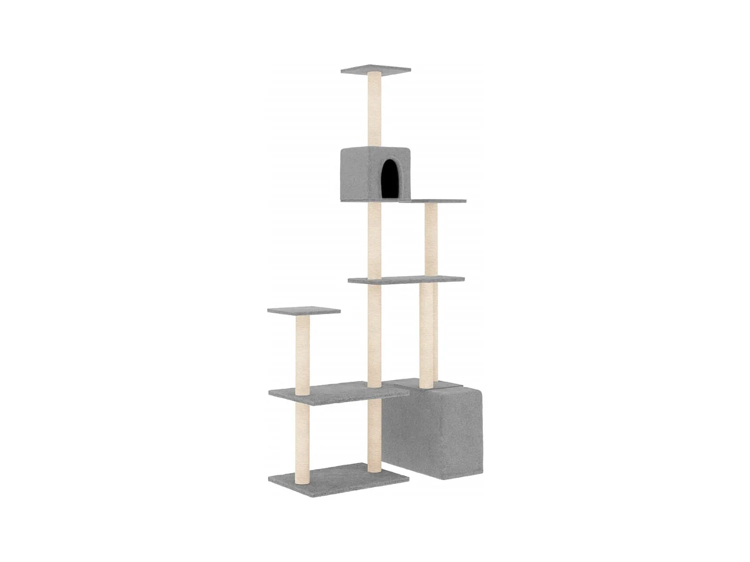 Tysvin  Arbre à chat avec griffoirs en sisal Gris clair 180 cm