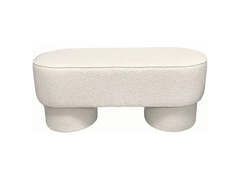 Arlo - Banc arrondie en tissu bouclette L92cm - Blanc