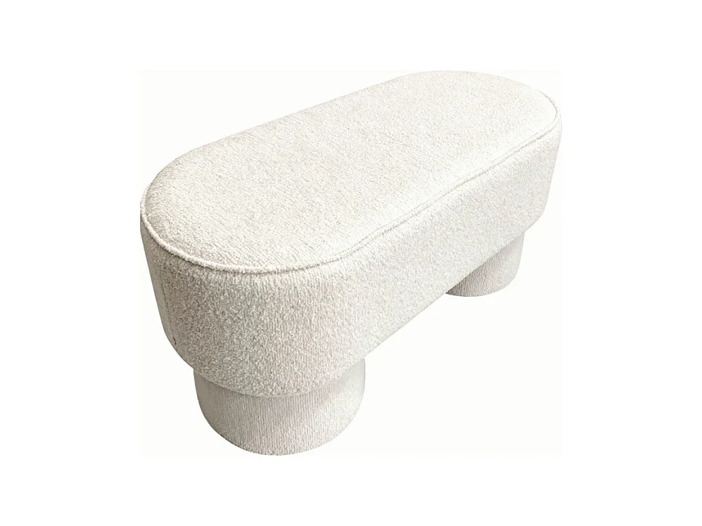 Arlo - Banc arrondie en tissu bouclette L92cm - Blanc