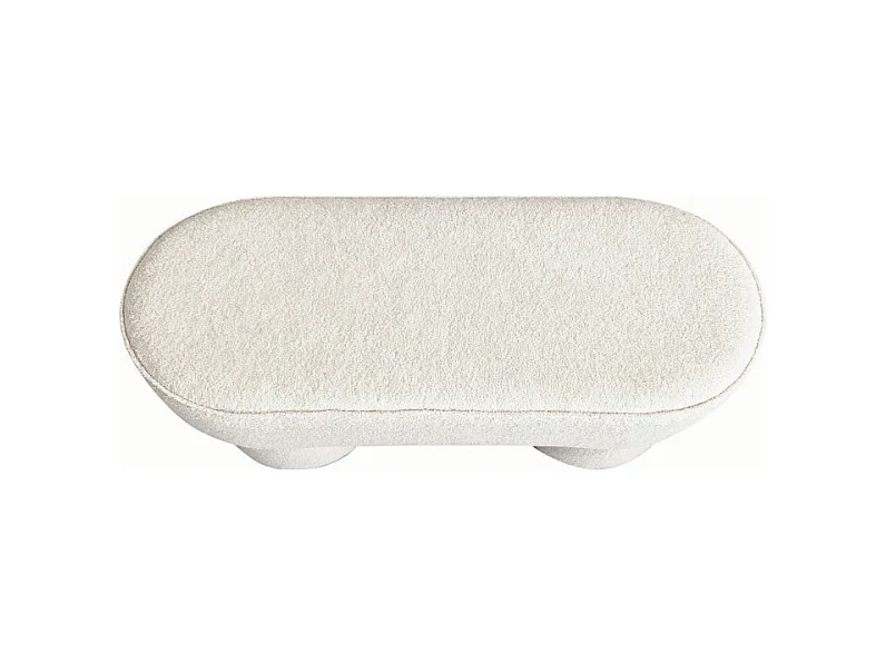 Arlo - Banc arrondie en tissu bouclette L92cm - Blanc