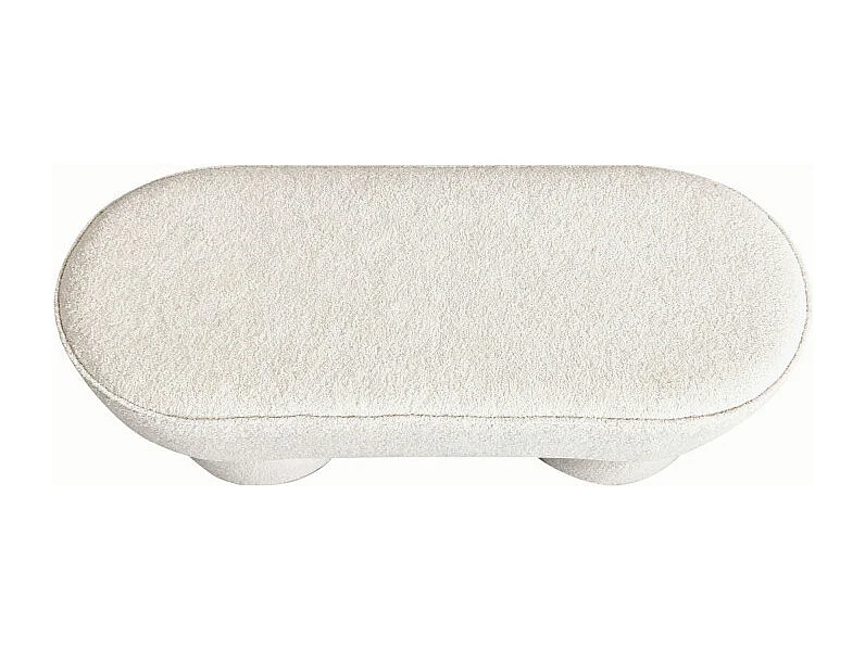 Arlo - Banc arrondie en tissu bouclette L92cm - Blanc