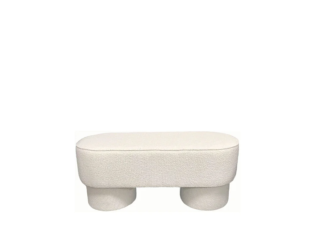 Arlo - Banc arrondie en tissu bouclette L92cm - Blanc