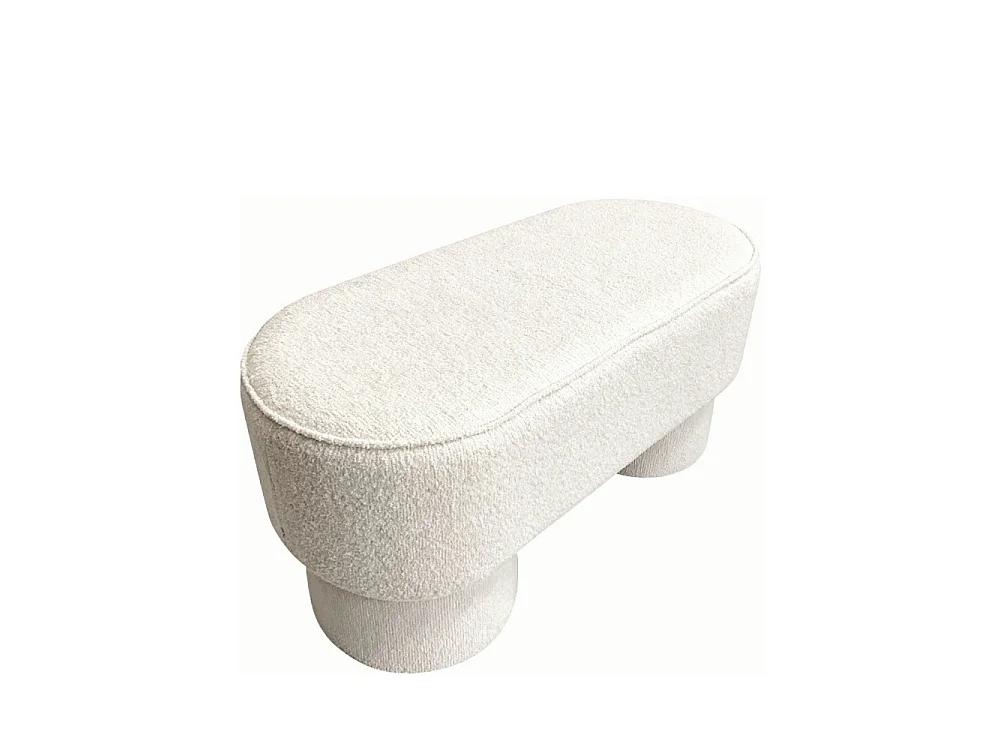 Arlo - Banc arrondie en tissu bouclette L92cm - Blanc